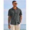 Runcati Mens Button Down Shirts Short Sleeve Casual Dress Shirt Summer Untucked Shirts with Pocket(Dark Grey)