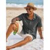 Runcati Mens Button Down Shirts Short Sleeve Casual Dress Shirt Summer Untucked Shirts with Pocket(Dark Grey)