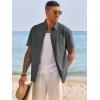 Runcati Mens Button Down Shirts Short Sleeve Casual Dress Shirt Summer Untucked Shirts with Pocket(Dark Grey)