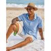 Runcati Mens Button Down Shirts Short Sleeve Casual Dress Shirt Summer Untucked Shirts with Pocket(Light Blue)