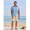 Runcati Mens Button Down Shirts Short Sleeve Casual Dress Shirt Summer Untucked Shirts with Pocket(Light Blue)