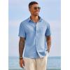 Runcati Mens Button Down Shirts Short Sleeve Casual Dress Shirt Summer Untucked Shirts with Pocket(Light Blue)