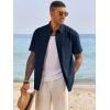 Runcati Mens Button Down Shirts Short Sleeve Casual Dress Shirt Summer Untucked Shirts with Pocket(Navy)