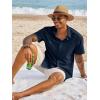 Runcati Mens Button Down Shirts Short Sleeve Casual Dress Shirt Summer Untucked Shirts with Pocket(Navy)