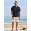 Runcati Mens Button Down Shirts Short Sleeve Casual Dress Shirt Summer Untucked Shirts with Pocket(Navy)