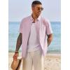 Runcati Mens Button Down Shirts Short Sleeve Casual Dress Shirt Summer Untucked Shirts with Pocket(Pink)