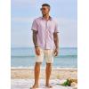Runcati Mens Button Down Shirts Short Sleeve Casual Dress Shirt Summer Untucked Shirts with Pocket(Pink)