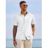 Runcati Mens Button Down Shirts Short Sleeve Casual Dress Shirt Summer Untucked Shirts with Pocket(White)