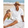 Runcati Mens Button Down Shirts Short Sleeve Casual Dress Shirt Summer Untucked Shirts with Pocket(White)