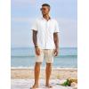 Runcati Mens Button Down Shirts Short Sleeve Casual Dress Shirt Summer Untucked Shirts with Pocket(White)