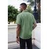 Runcati Mens Button Down Shirts Short Sleeve Wrinkle Free Dress Shirts Business Casual Polka Dot Print Shirt with Pocket(Army Green)