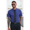 Runcati Mens Button Down Shirts Short Sleeve Wrinkle Free Dress Shirts Business Casual Polka Dot Print Shirt with Pocket(Navy)