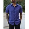 Runcati Mens Button Down Shirts Short Sleeve Wrinkle Free Dress Shirts Business Casual Polka Dot Print Shirt with Pocket(Navy)