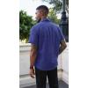 Runcati Mens Button Down Shirts Short Sleeve Wrinkle Free Dress Shirts Business Casual Polka Dot Print Shirt with Pocket(Navy)