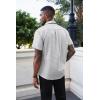 Runcati Mens Button Down Shirts Short Sleeve Wrinkle Free Dress Shirts Business Casual Polka Dot Print Shirt with Pocket(White)
