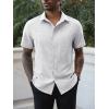 Runcati Mens Button Down Shirts Short Sleeve Wrinkle Free Dress Shirts Business Casual Polka Dot Print Shirt with Pocket(White)