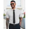 Runcati Mens Button Down Shirts Short Sleeve Wrinkle Free Dress Shirts Business Casual Polka Dot Print Shirt with Pocket(White)