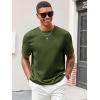 Runcati Men’s Casual T-Shirts Short Sleeve Crewneck Summer Stretchy Shirt Textured Jacquard Tops(Army Green)