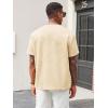 Runcati Men’s Casual T-Shirts Short Sleeve Crewneck Summer Stretchy Shirt Textured Jacquard Tops(Beige)