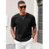 Runcati Men’s Casual T-Shirts Short Sleeve Crewneck Summer Stretchy Shirt Textured Jacquard Tops(Black)