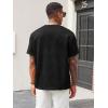 Runcati Men’s Casual T-Shirts Short Sleeve Crewneck Summer Stretchy Shirt Textured Jacquard Tops(Black)