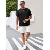 Runcati Men’s Casual T-Shirts Short Sleeve Crewneck Summer Stretchy Shirt Textured Jacquard Tops(Black)