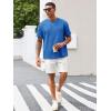 Runcati Men’s Casual T-Shirts Short Sleeve Crewneck Summer Stretchy Shirt Textured Jacquard Tops(Blue)