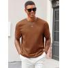 Runcati Men’s Casual T-Shirts Short Sleeve Crewneck Summer Stretchy Shirt Textured Jacquard Tops(Brown)