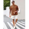 Runcati Men’s Casual T-Shirts Short Sleeve Crewneck Summer Stretchy Shirt Textured Jacquard Tops(Brown)