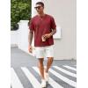 Runcati Men’s Casual T-Shirts Short Sleeve Crewneck Summer Stretchy Shirt Textured Jacquard Tops(Burgundy)