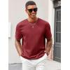 Runcati Men’s Casual T-Shirts Short Sleeve Crewneck Summer Stretchy Shirt Textured Jacquard Tops(Burgundy)