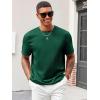 Runcati Men’s Casual T-Shirts Short Sleeve Crewneck Summer Stretchy Shirt Textured Jacquard Tops(Dark Green)