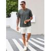 Runcati Men’s Casual T-Shirts Short Sleeve Crewneck Summer Stretchy Shirt Textured Jacquard Tops(Dark Grey)