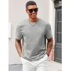 Runcati Men’s Casual T-Shirts Short Sleeve Crewneck Summer Stretchy Shirt Textured Jacquard Tops(Grey)