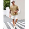 Runcati Men’s Casual T-Shirts Short Sleeve Crewneck Summer Stretchy Shirt Textured Jacquard Tops(Khaki)