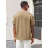 Runcati Men’s Casual T-Shirts Short Sleeve Crewneck Summer Stretchy Shirt Textured Jacquard Tops(Khaki)