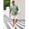 Runcati Men’s Casual T-Shirts Short Sleeve Crewneck Summer Stretchy Shirt Textured Jacquard Tops(Mint Green)