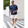 Runcati Men’s Casual T-Shirts Short Sleeve Crewneck Summer Stretchy Shirt Textured Jacquard Tops(Navy)