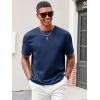 Runcati Men’s Casual T-Shirts Short Sleeve Crewneck Summer Stretchy Shirt Textured Jacquard Tops(Navy)