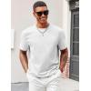 Runcati Men’s Casual T-Shirts Short Sleeve Crewneck Summer Stretchy Shirt Textured Jacquard Tops(White)