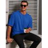 Runcati Mens Casual T-Shirts Short Sleeve Lightweight Oversized Summer Cotton Tee Beach Crew Neck Tops(Blue)