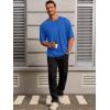 Runcati Mens Casual T-Shirts Short Sleeve Lightweight Oversized Summer Cotton Tee Beach Crew Neck Tops(Blue)
