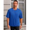 Runcati Mens Casual T-Shirts Short Sleeve Lightweight Oversized Summer Cotton Tee Beach Crew Neck Tops(Blue)