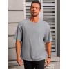 Runcati Mens Casual T-Shirts Short Sleeve Lightweight Oversized Summer Cotton Tee Beach Crew Neck Tops(Grey)