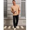 Runcati Mens Casual T-Shirts Short Sleeve Lightweight Oversized Summer Cotton Tee Beach Crew Neck Tops(Khaki)