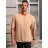 Runcati Mens Casual T-Shirts Short Sleeve Lightweight Oversized Summer Cotton Tee Beach Crew Neck Tops(Khaki)