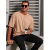 Runcati Mens Casual T-Shirts Short Sleeve Lightweight Oversized Summer Cotton Tee Beach Crew Neck Tops(Khaki)