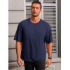 Runcati Mens Casual T-Shirts Short Sleeve Lightweight Oversized Summer Cotton Tee Beach Crew Neck Tops(Navy)