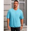 Runcati Mens Casual T-Shirts Short Sleeve Lightweight Oversized Summer Cotton Tee Beach Crew Neck Tops(Sky Blue)