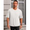 Runcati Mens Casual T-Shirts Short Sleeve Lightweight Oversized Summer Cotton Tee Beach Crew Neck Tops(White)
